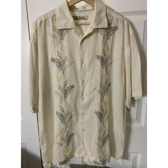 Tommy Bahama Men’s Sz L Linen/Tencel Lyocell Blend Tropical Short Sleeve Shirt - Picture 6 of 7